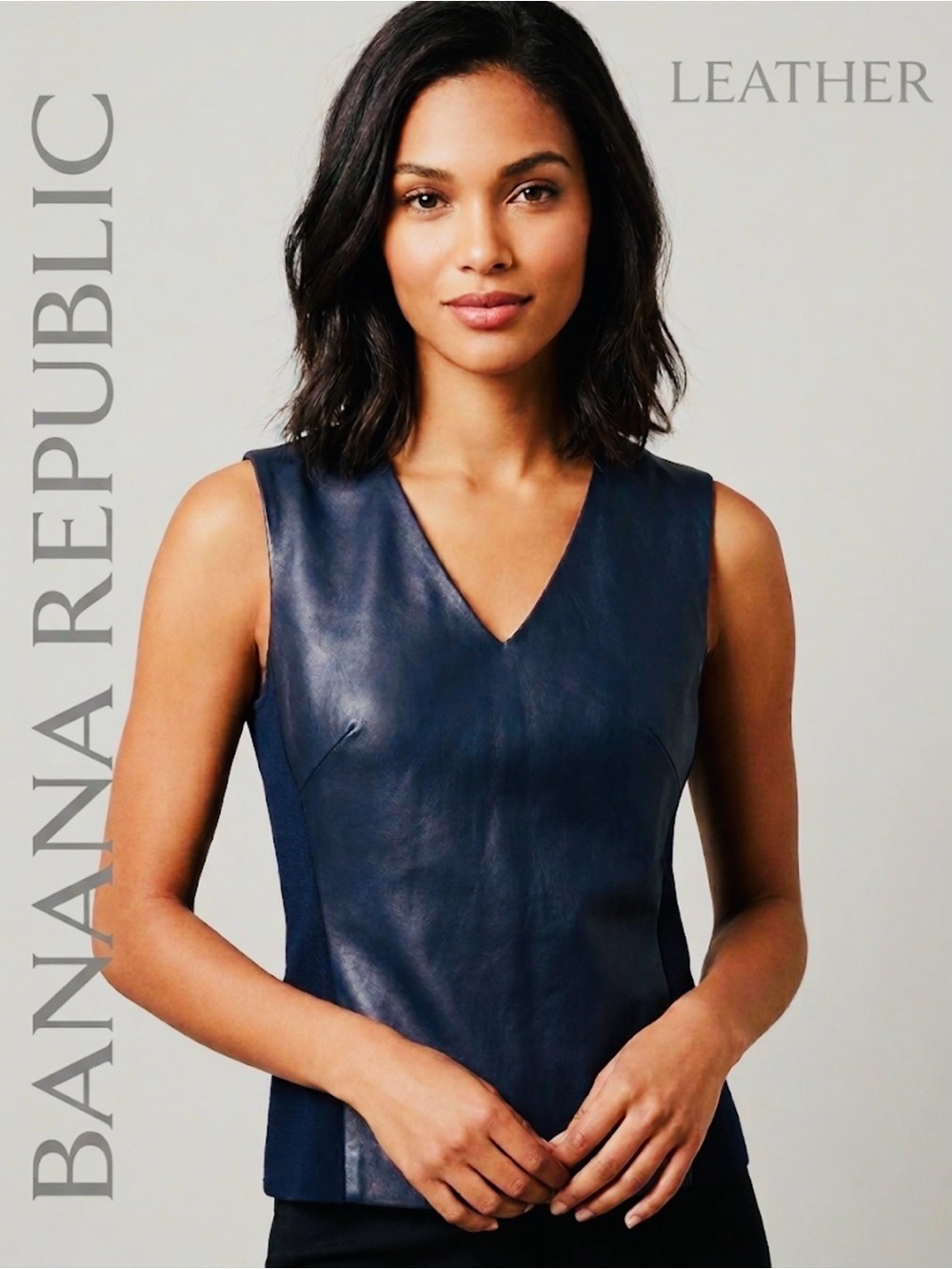 Banana Republic Black 100% Genuine Soft Leather Vest Size 6 Side Zipper